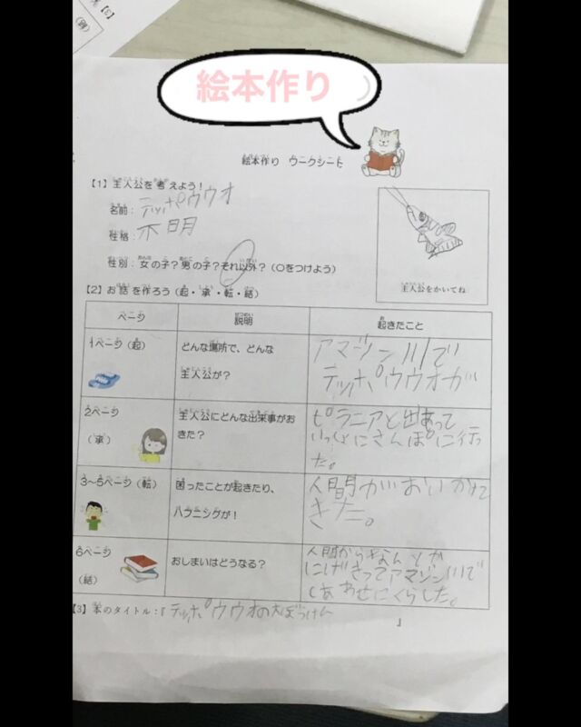 こんにちは😃
とことこ戸塚教室です⭐️

先日の活動「絵本作り」の様子です^ - ^
起承転結を自分達で考え、自分だけのオリジナル絵本の完成です📖

☆見学者募集中☆
※写真は掲載許可を頂いたものを載せています。
☎︎ 045-881-6480
✉︎ tocotoco.tk@subaru-fukushi.or.jp

#放課後等デイサービス
#放デイ
#とことこ戸塚教室
#社会福祉法人昴
#ADHD 
#遊び 
#療育
#放デイ活動
#発達障がい 
#発達障害 
#アスペルガー症候群 
#自閉症
#LD
#戸塚区 
#学習支援 
#コミュニケーション 
#グレーゾーン
#子ども写真
#SST
#ソーシャルスキルトレーニング
#地域とつながりたい
#戸塚
#地域共生
#戸塚ママさん
#戸塚パパさん
#オリジナル
#絵本
#自分の世界